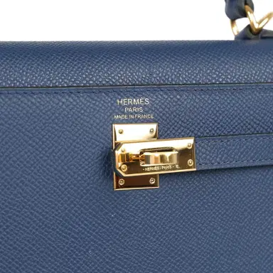 HERMÈS Pre-owned Hermes Kelly Sellier 25 Bleu Navy Epsom Gold Hardware | Thumbnail 7