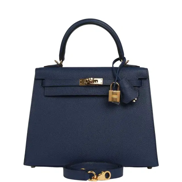 Pre-owned Hermes Kelly Sellier 25 Bleu Navy Epsom Gold Hardware Pre-owned Hermes Kelly Sellier 25 Bleu Navy Epsom Gold Hardware