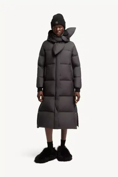 Moncler Ornement Hooded Long Down Jacket | Thumbnail 3