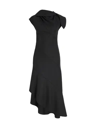 Proenza Schouler Elodine Tropical Wool Midi Dress | Thumbnail 1 Proenza Schouler Elodine Tropical Wool Midi Dress | Thumbnail 1