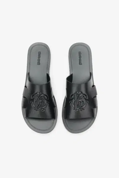 Roberto Cavalli Leather Sandal with with Embossed Logo Detail | Thumbnail 3 Roberto Cavalli Leather Sandal with with Embossed Logo Detail | Thumbnail 3
