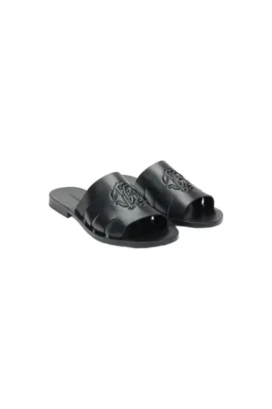 Roberto Cavalli Leather Sandal with with Embossed Logo Detail | Thumbnail 1 Roberto Cavalli Leather Sandal with with Embossed Logo Detail | Thumbnail 1