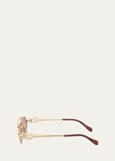 Miu Miu Logo Metal Aviator Sunglasses | Thumbnail 3