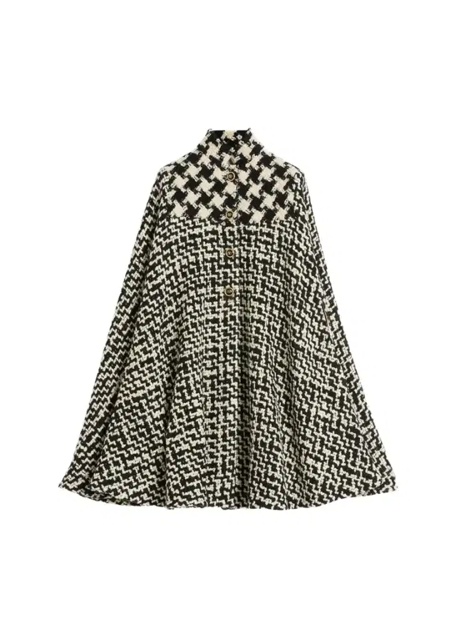 Valentino Garavani Tweed Houndstooth Wool Cape