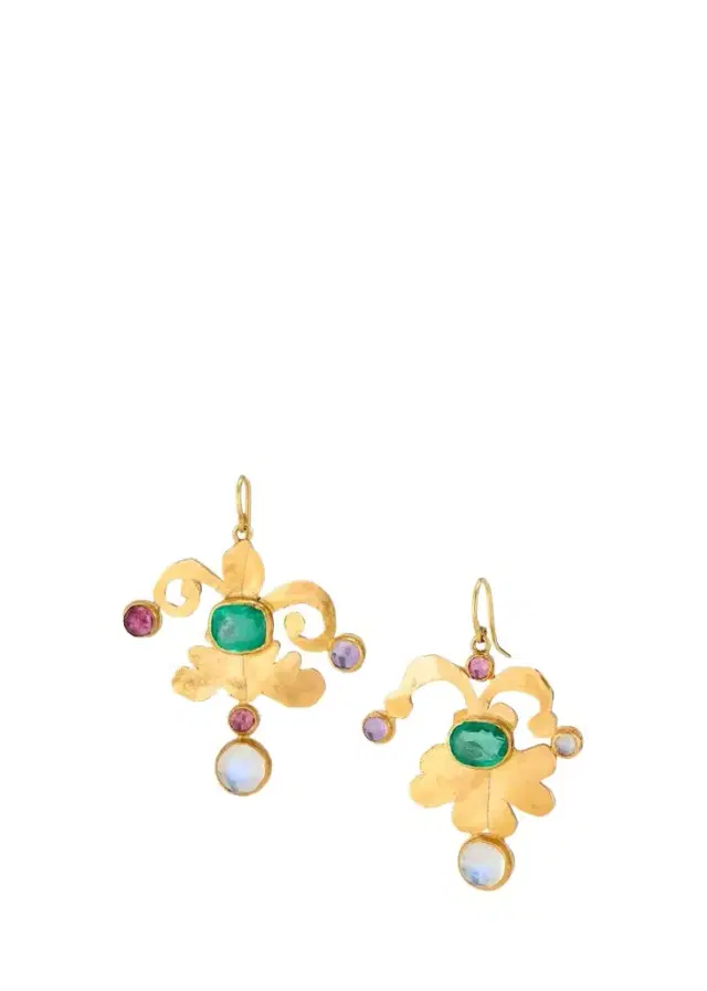 18K Jester-Shape Drop Earrings
