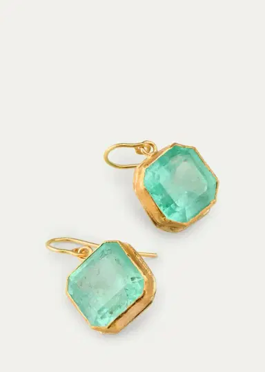 JUDY GEIB 18K Bright Colombian Emerald Octagonal Drop Earrings | Thumbnail 2