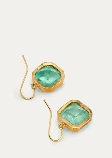 JUDY GEIB 18K Bright Colombian Emerald Octagonal Drop Earrings | Thumbnail 3