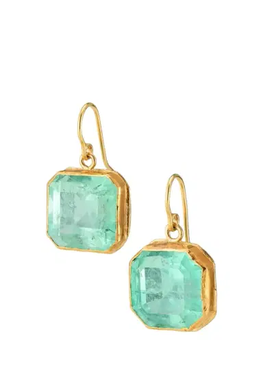 JUDY GEIB 18K Bright Colombian Emerald Octagonal Drop Earrings | Thumbnail 1