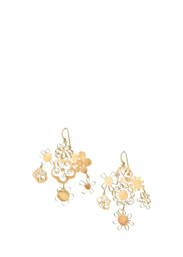 JUDY GEIB 18K Flowery Chandelier Earrings