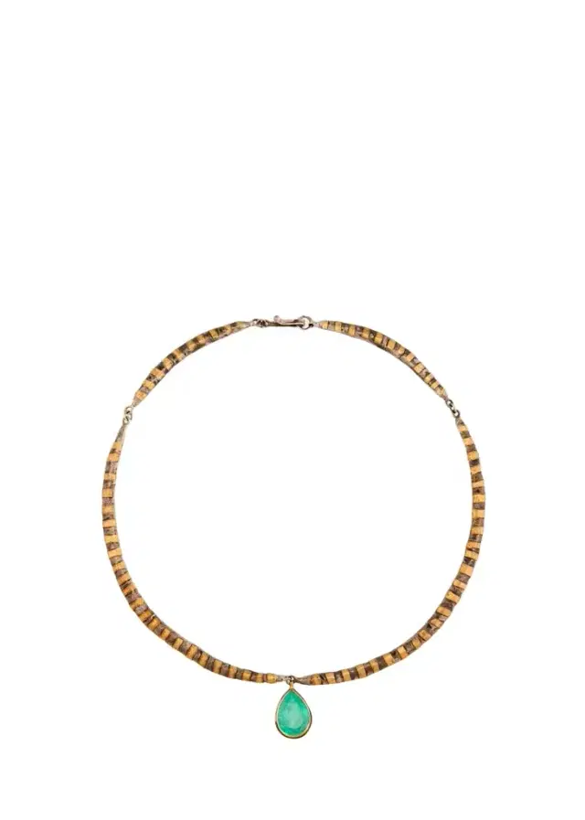 JUDY GEIB 18K Pear-Cut Emerald Pendant Necklace