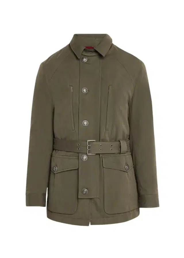 Brunello Cucinelli Men's Waxed Cotton Belted Safari Jacket