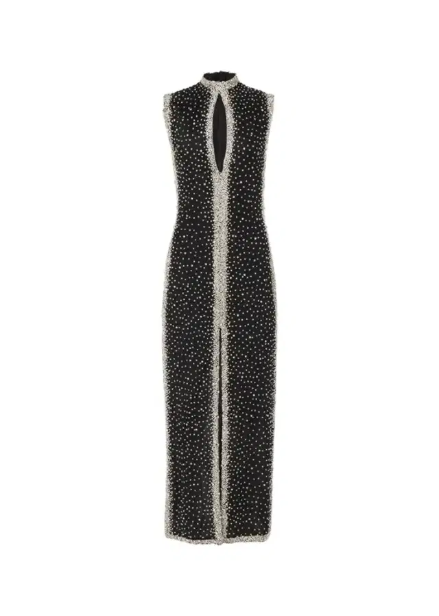 Costarellos Belina Sleeveless Crystal Embroidered Column Gown