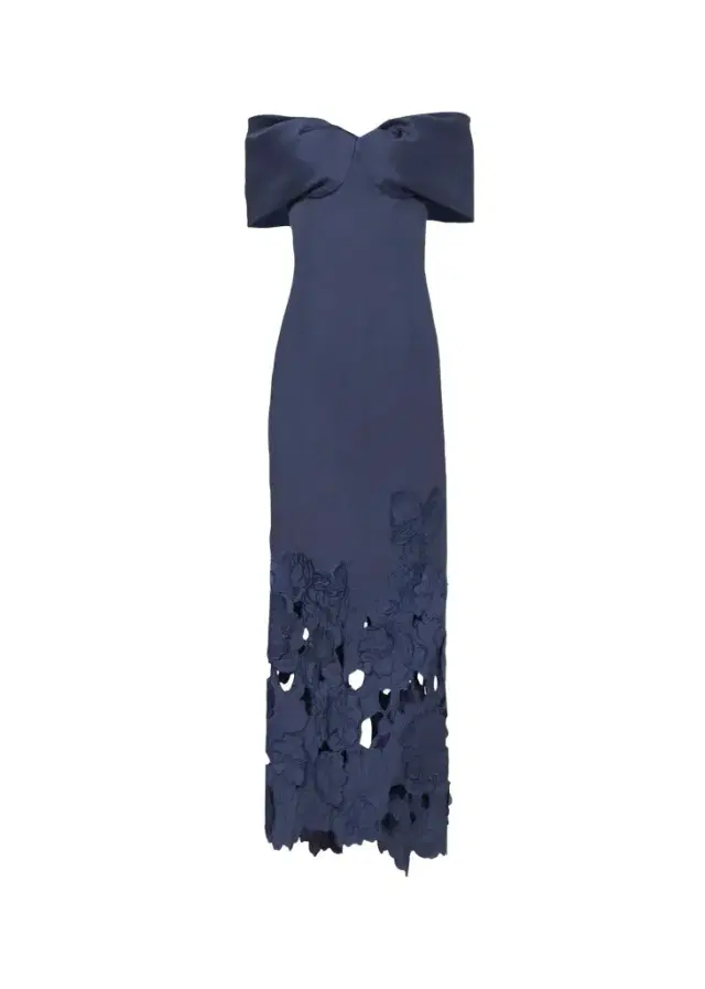 Costarellos Norelle Satin Off-The-Shoulder Floral-Cut Column Gown