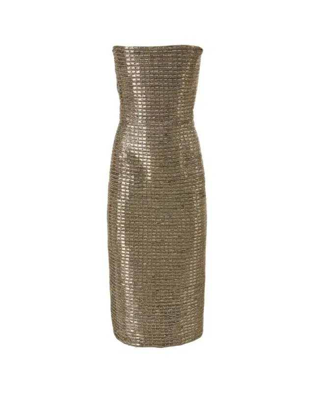 Carolina Herrera Strapless Embellished Midi Dress
