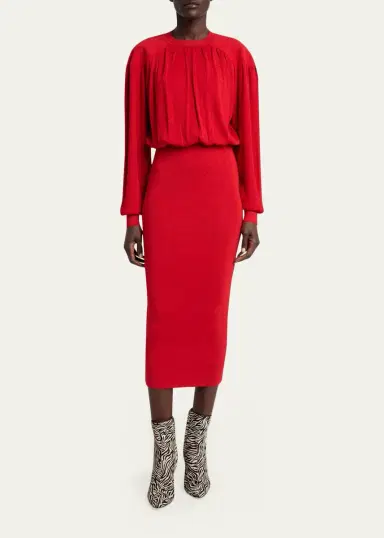 Isabel Marant Aliza Shimmering Knit Long-Sleeve Midi Dress | Thumbnail 2