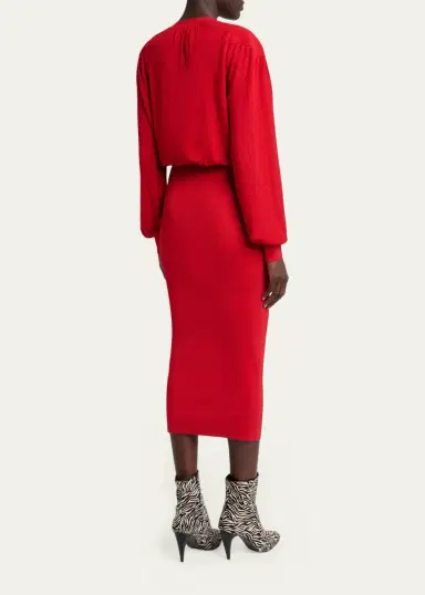 Isabel Marant Aliza Shimmering Knit Long-Sleeve Midi Dress | Thumbnail 3