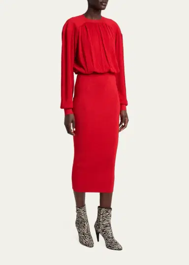 Isabel Marant Aliza Shimmering Knit Long-Sleeve Midi Dress | Thumbnail 4
