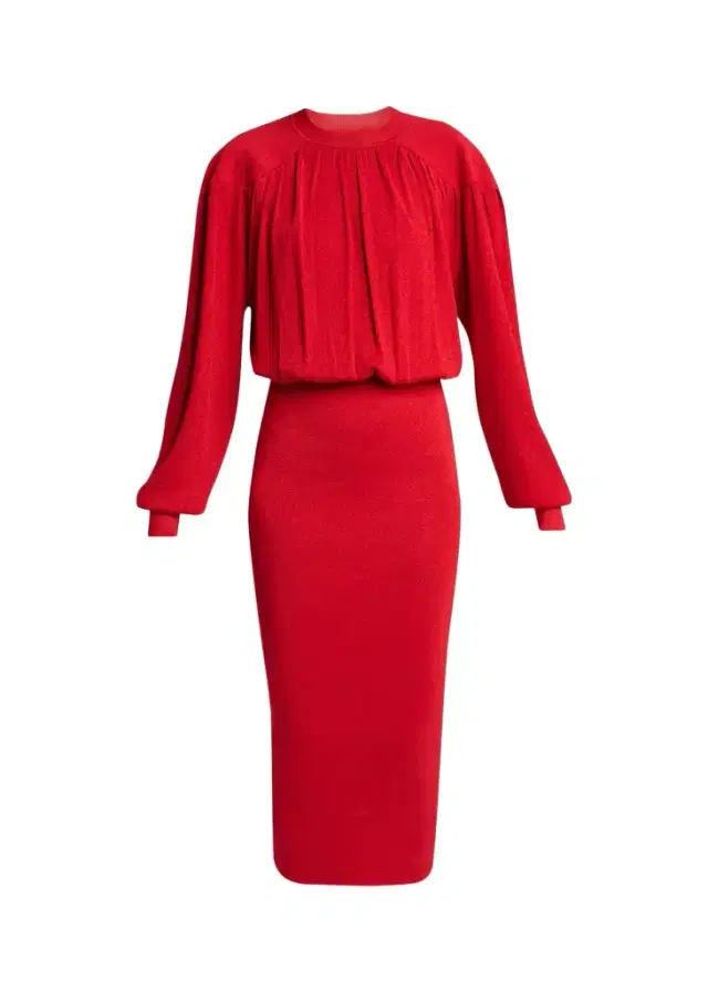 Isabel Marant Aliza Shimmering Knit Long-Sleeve Midi Dress