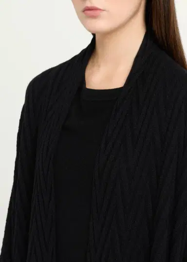 Eskandar Cashmere Scrunch Shawl Collar Cardigan - Very Long Length | Thumbnail 5