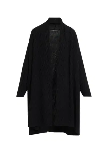 Eskandar Cashmere Scrunch Shawl Collar Cardigan - Very Long Length | Thumbnail 1