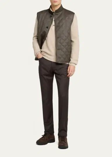 Zegna Men's Wool Flannel Straight Fit Five-Pocket Pants | Thumbnail 2
