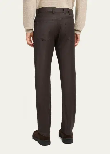 Zegna Men's Wool Flannel Straight Fit Five-Pocket Pants | Thumbnail 3