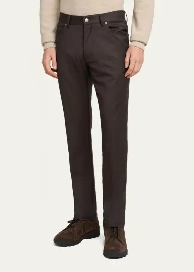 Zegna Men's Wool Flannel Straight Fit Five-Pocket Pants | Thumbnail 4