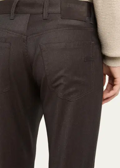 Zegna Men's Wool Flannel Straight Fit Five-Pocket Pants | Thumbnail 5