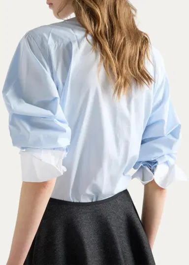 Prada Cotton Embellished Contrast-Collar Shirt | Thumbnail 3