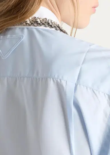 Prada Cotton Embellished Contrast-Collar Shirt | Thumbnail 5