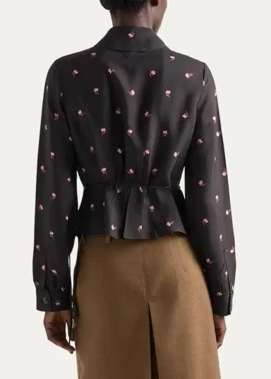 Prada Neck-Scarf Floral Silk Button-Down Blouse | Thumbnail 3 Prada Neck-Scarf Floral Silk Button-Down Blouse | Thumbnail 3