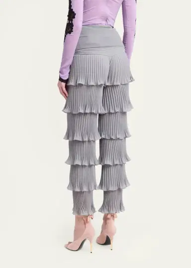 Valentino Garavani Pleated Ruffle Tiered Pants | Thumbnail 3