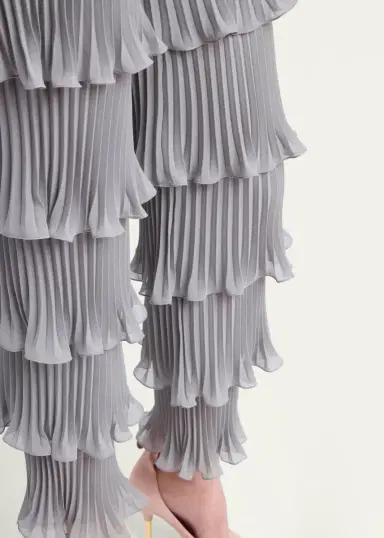 Valentino Garavani Pleated Ruffle Tiered Pants | Thumbnail 5