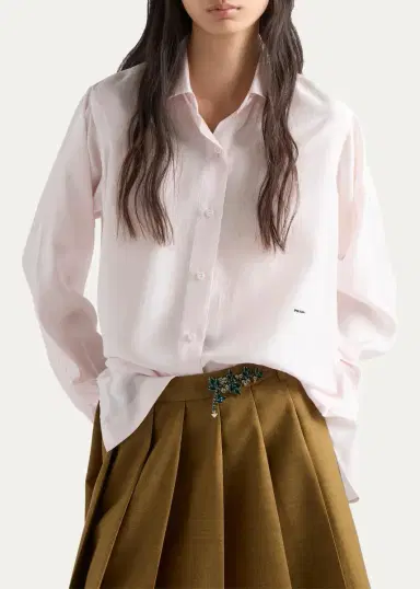 Prada Scarf-Detail Silk Shirt | Thumbnail 4