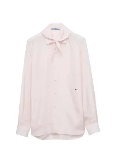 Prada Scarf-Detail Silk Shirt | Thumbnail 1