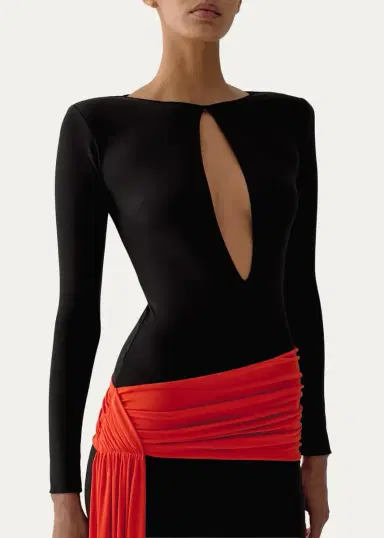 The New Arrivals by Ilkyaz Ozel Heat Train Draped Cutout Maxi Dress | Thumbnail 2