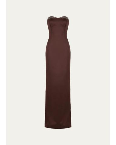 The New Arrivals by Ilkyaz Ozel Noelie Strapless Crystal-Embellished Column Gown | Thumbnail 1