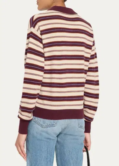 Guest In Residence Collegiate Striped Cashmere Polo Sweater | Thumbnail 3