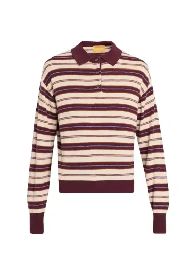 Guest In Residence Collegiate Striped Cashmere Polo Sweater | Thumbnail 1