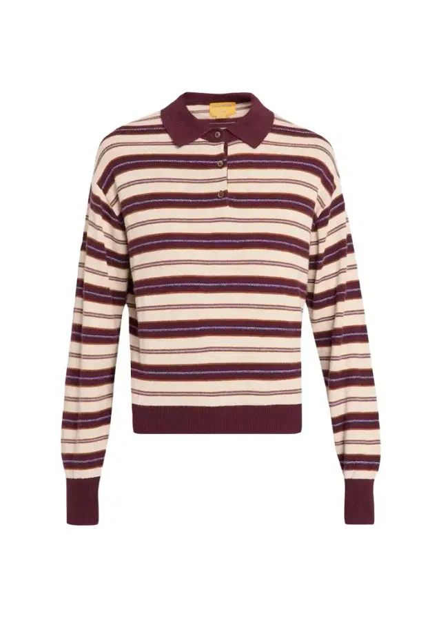 Collegiate Striped Cashmere Polo Sweater