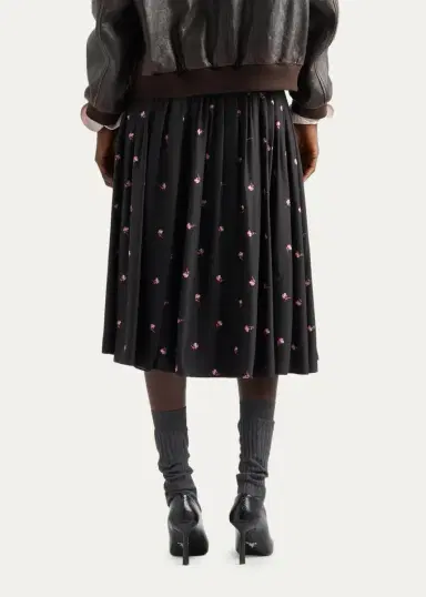 Prada Floral Silk-Blend A-Line Midi Skirt | Thumbnail 3