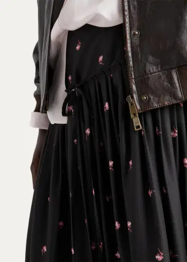 Prada Floral Silk-Blend A-Line Midi Skirt | Thumbnail 4