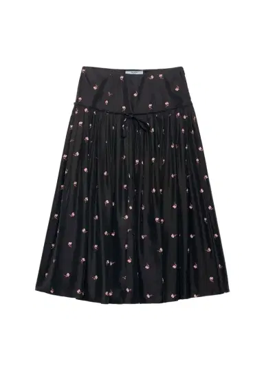 Prada Floral Silk-Blend A-Line Midi Skirt | Thumbnail 1