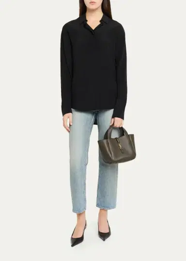 Saint Laurent Le 5 à 7 Bea Mini Tote Bag in Grained Leather | Thumbnail 5