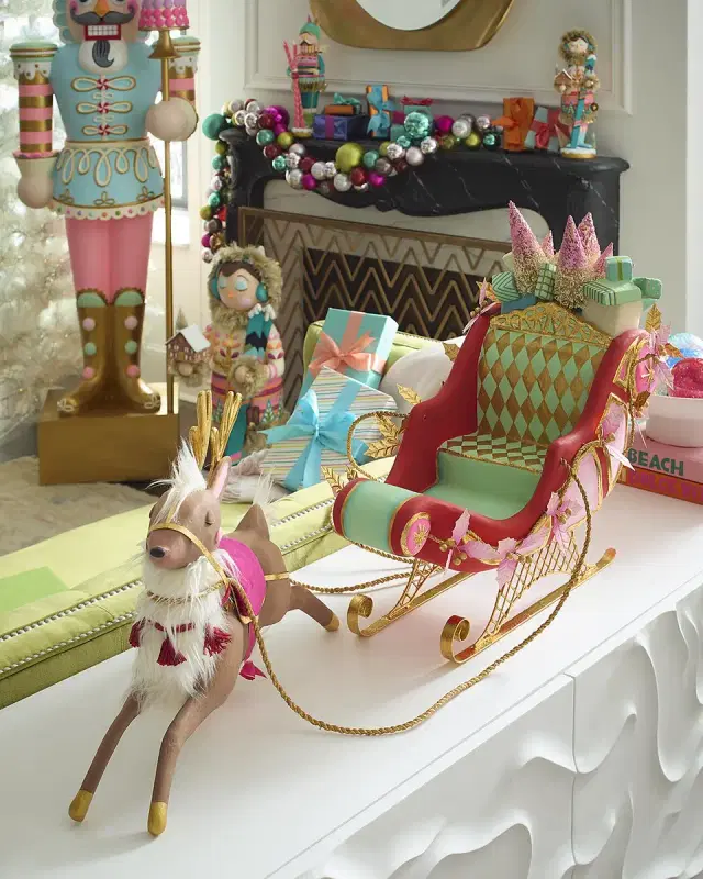 Parisian Sleigh and Reindeer Christmas Decor