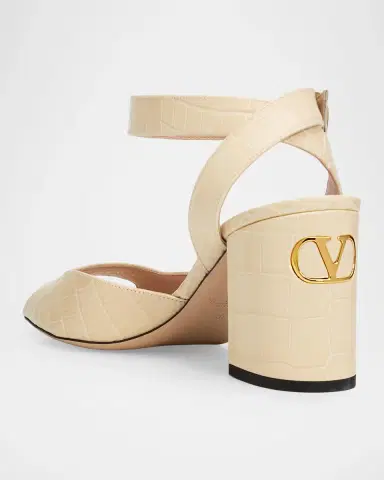 Valentino Garavani 75mm Fawcette Croc-Embossed Leather Sandals | Thumbnail 4