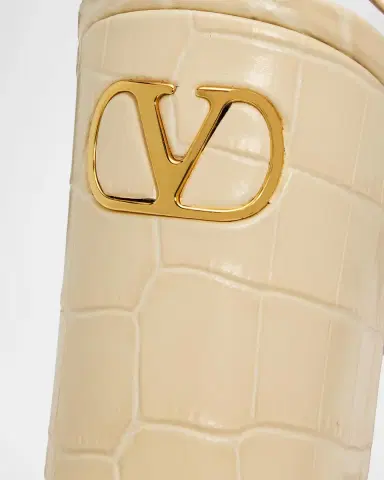 Valentino Garavani 75mm Fawcette Croc-Embossed Leather Sandals | Thumbnail 5