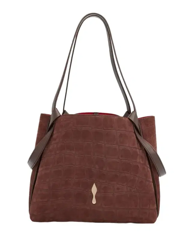 Bettina Small Croc-Embossed Suede Tote Bag
