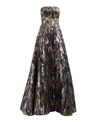 Elie Saab Floral Sequined Strapless A-Line Gown | Thumbnail 1