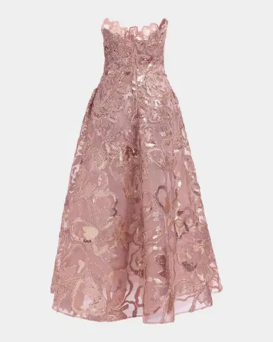 Elie Saab Strapless Floral Sequined Tea-Length Gown | Thumbnail 5